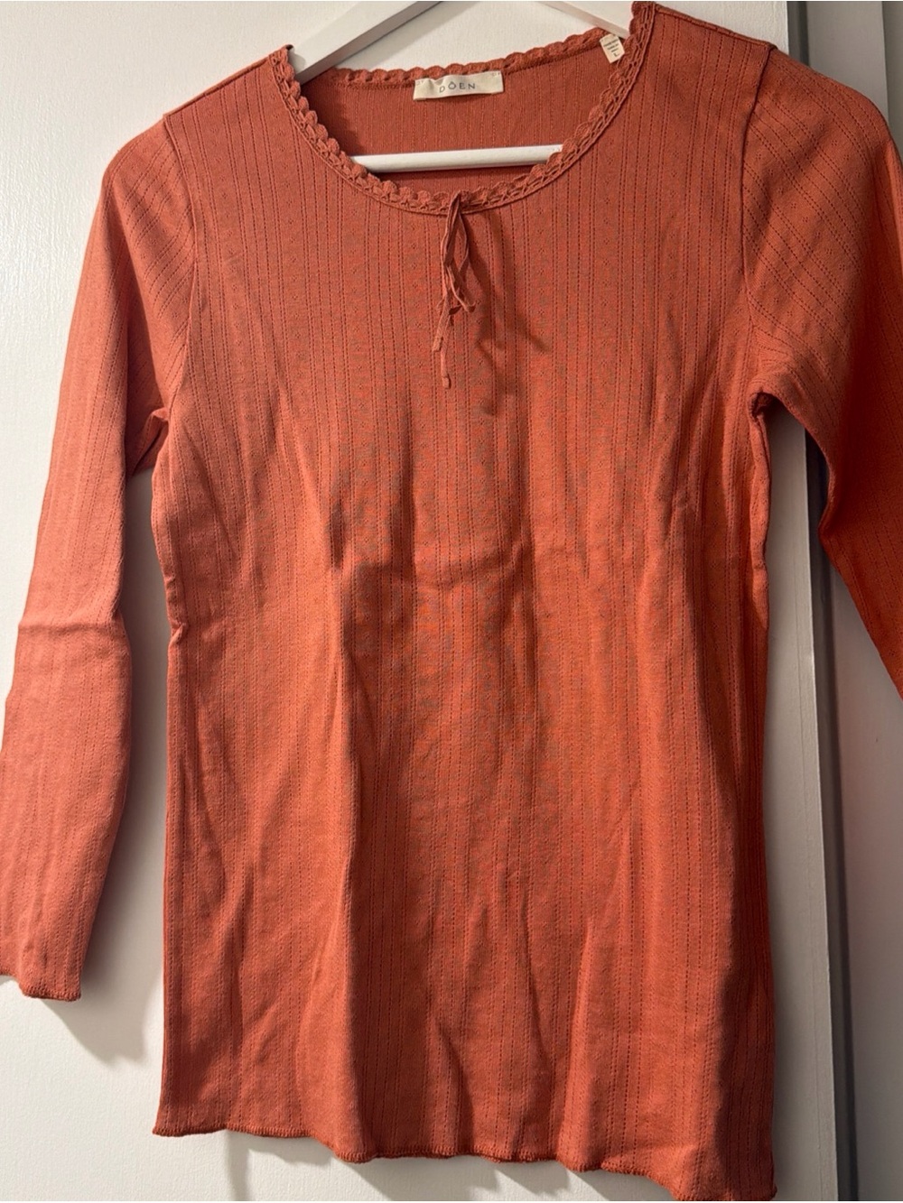 DÔEN Annie Tee, t-shirt, 100% Cotton, Bruschetta Orange Pink, Size L, NWOT